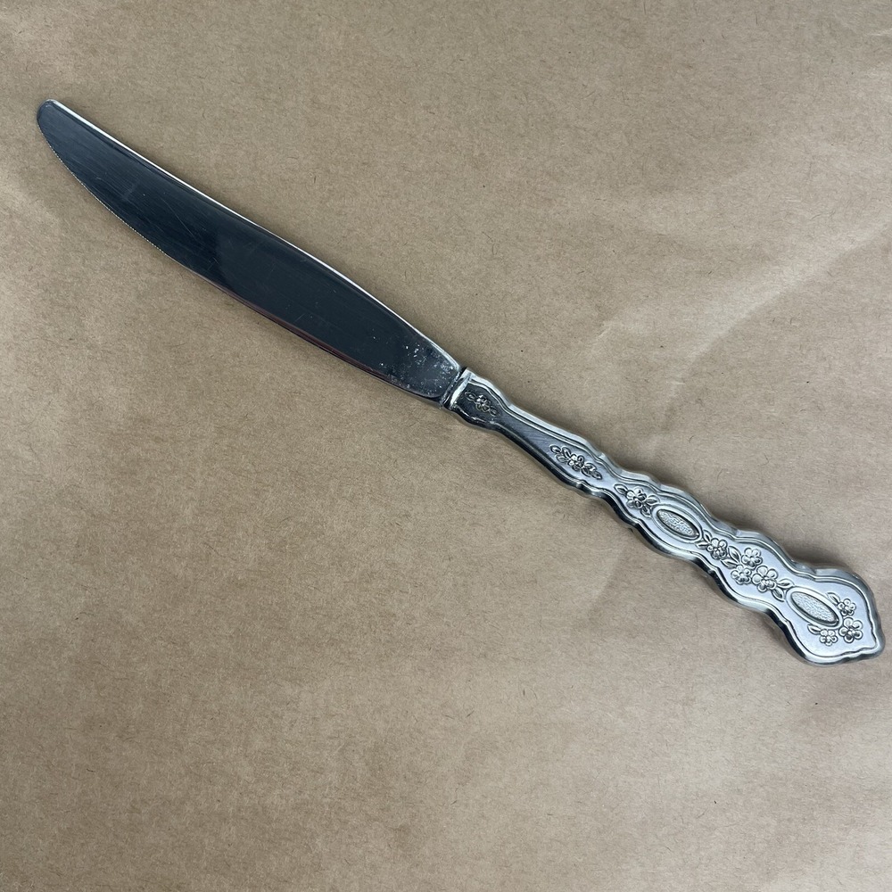 Oneida Community FANTASY Stainless Dinner Knife Pierced Burnished Flatware A50G